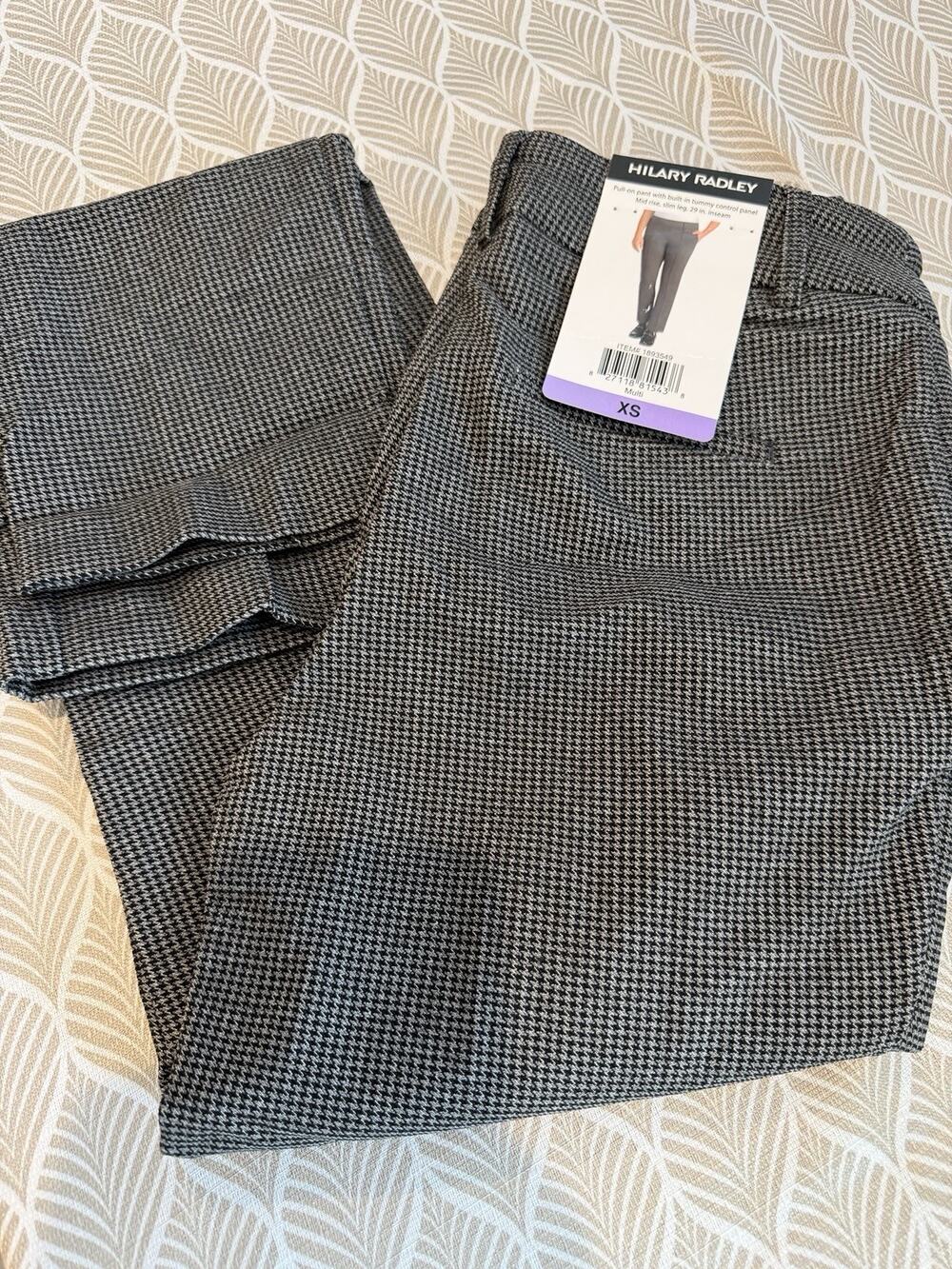 Hilary Radley Women's Mid Rise Slim Leg Built-in Tummy Control Pants, Multi, XS